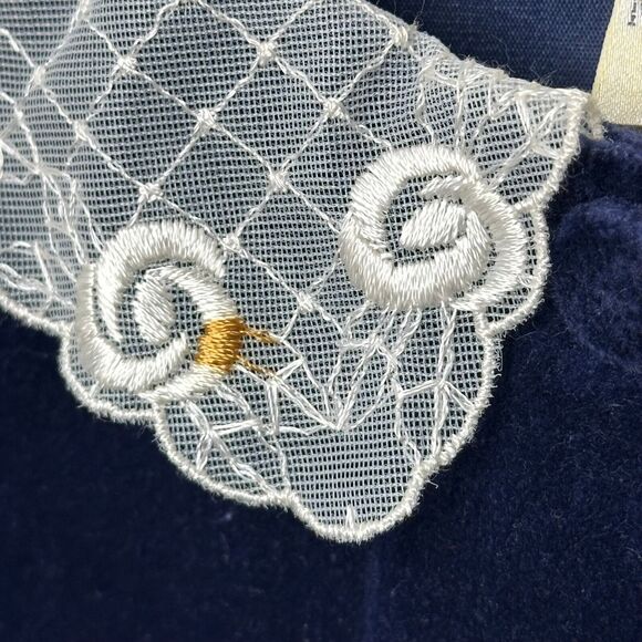 Vintage 90s Laura Ashley Mother Child Girls 9 Tartan Dress Blue Plaid Velvet - Picture 6 of 10